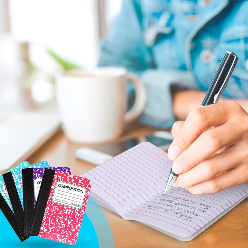 Manaloom Mini Composition Notebooks, Small Pocket Sized Notebook, for Kids, Students, College Office, Journaling Notebooks, 4 Colors - 4.5" x 3.25" - 80 Sheets/Book - (12 Pack) - Image 5